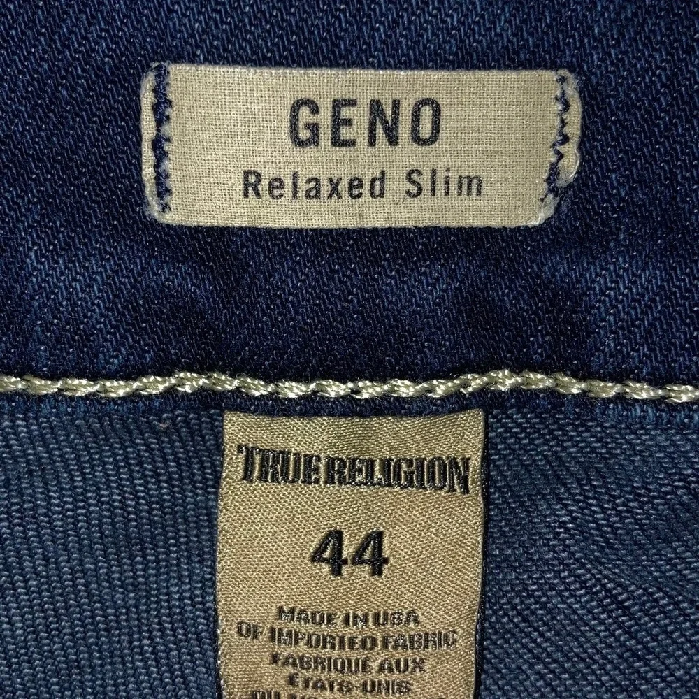 True Religion Jeans Mens 44x33 Geno Relaxed Slim Streetwear USA Denim Dark Blue